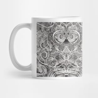 Grayscale Aesthetic Fractal Artwork - Black and White Abstract Drawing Mug